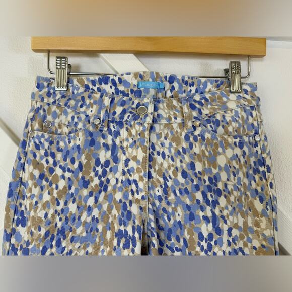 J. McLaughlin Watercolor Print Slim Fit Mid Rise Jeans Size 0 - Picture 2 of 10